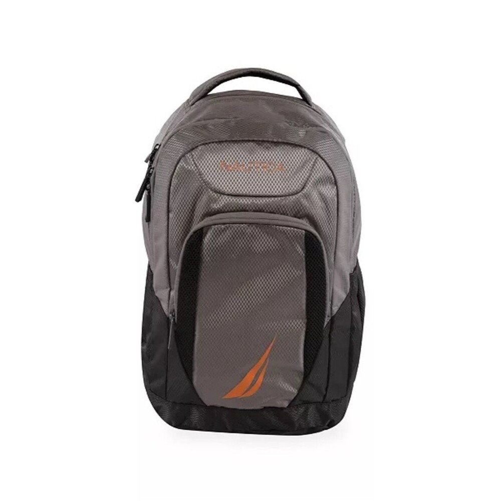 Nautica Gray and Orange Men's Backpack with Nautical Logo